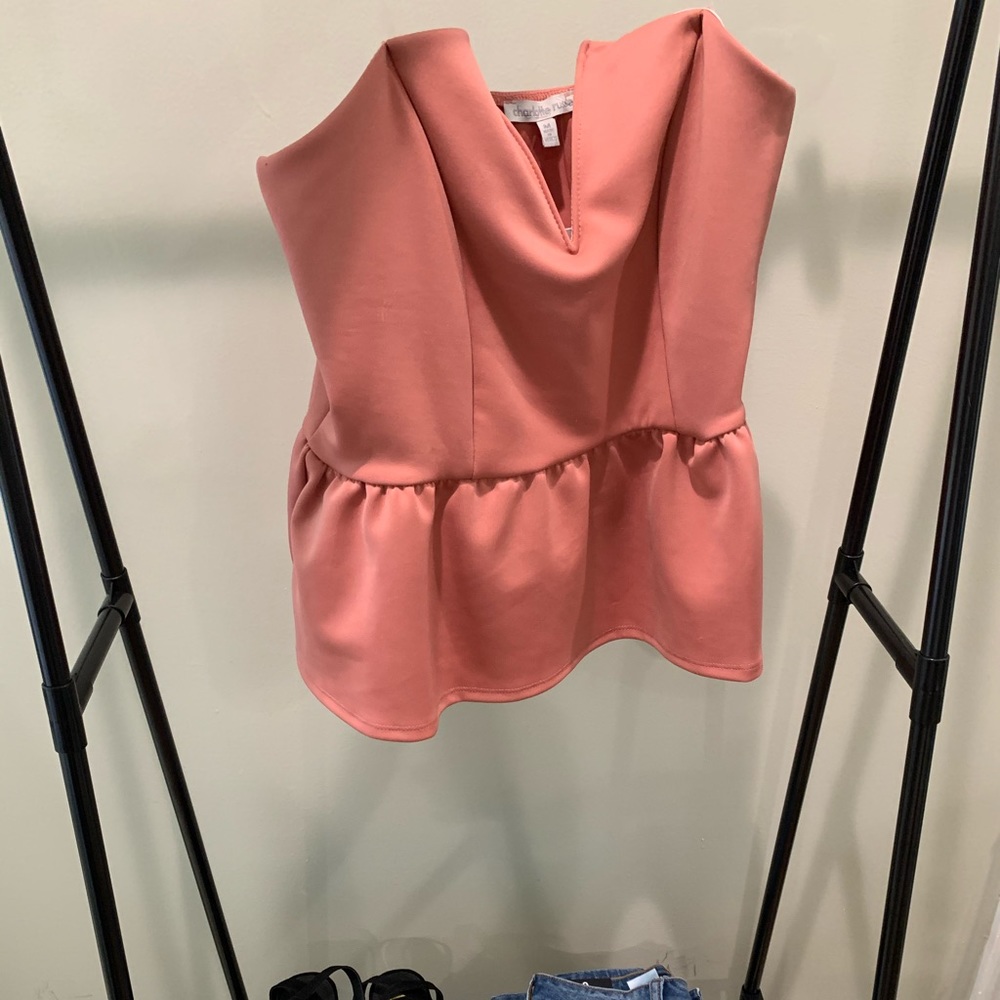 Charlotte Russe Coral Satin Peplum Top